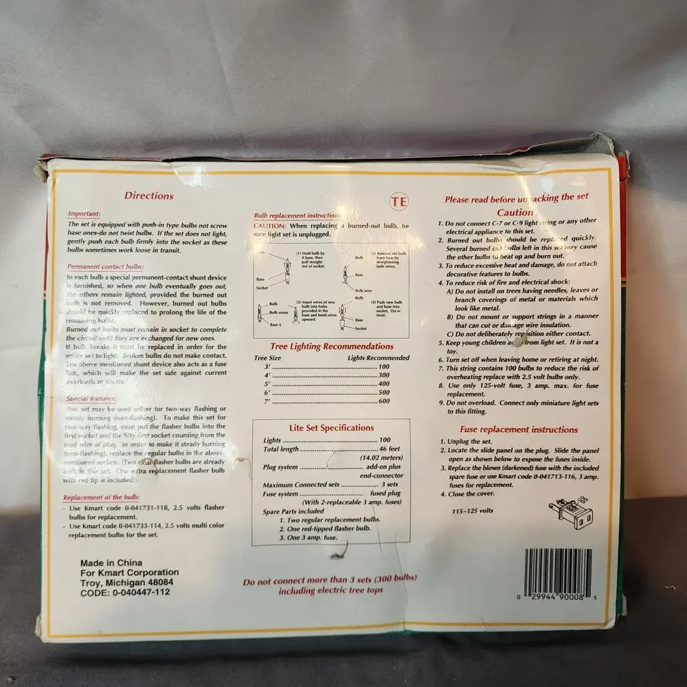Trim A Home Christmas String Lights Heavy Duty Super Brights 100 Multi Home